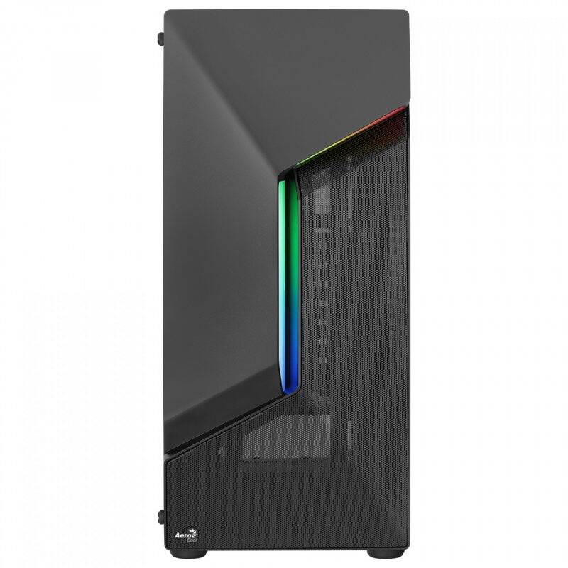 Aerocool SCAPEBKV1 Gaming ATX Case Front RGB LED Tempered Glass 12cm Fan Black