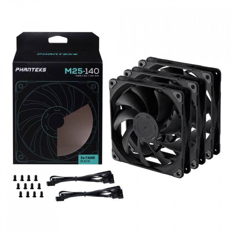 PHANTEKS M25 PWM Lüfter, 3er Pack - 140mm, schwarz