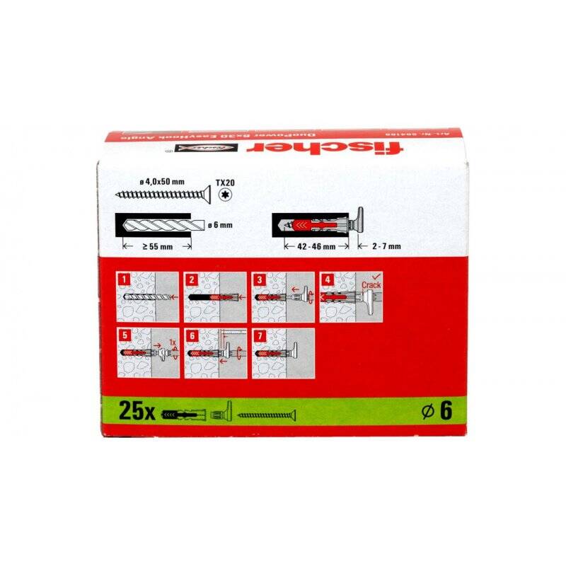 Fischer 564168 screw anchor / wall plug 25 pc(s) Screw hook & wall plug kit