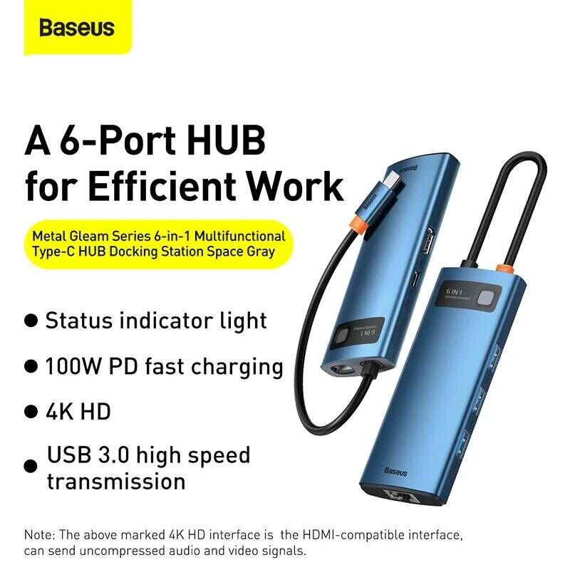 Baseus WKWG000003 notebook dock/port replicator Wired USB Type-C Blue, Grey
