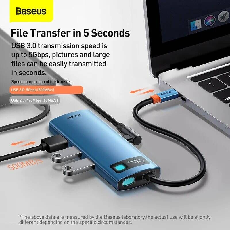 Baseus WKWG000003 station d'accueil Avec fil USB Type-C Bleu, Gris