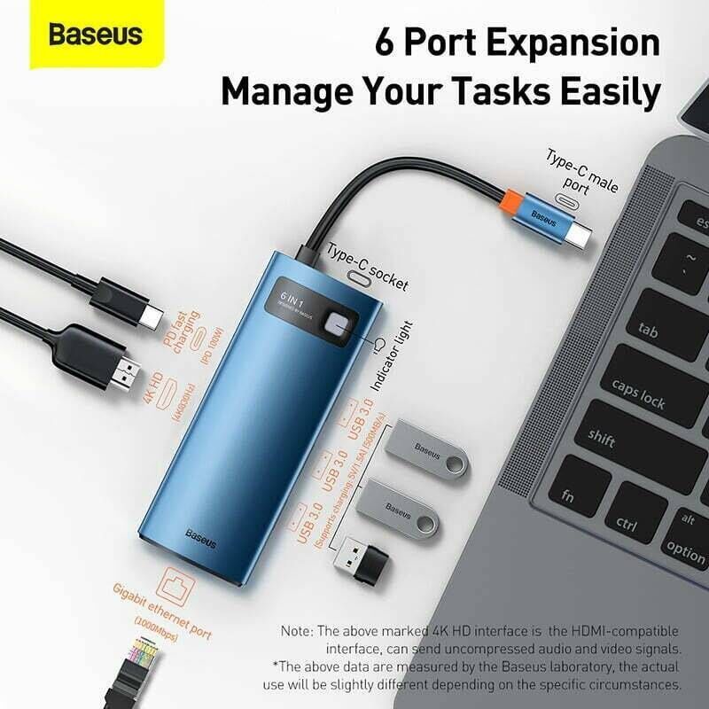 Baseus WKWG000003 notebook dock/port replicator Wired USB Type-C Blue, Grey