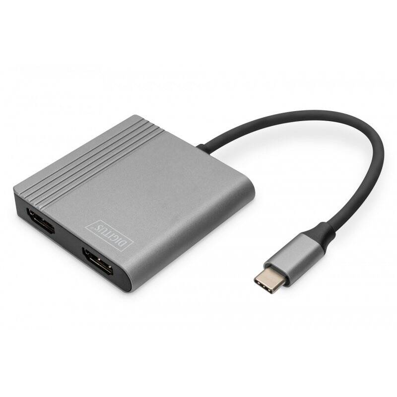 Adap Digitus USB-C to 2xHDMI 18cm silver