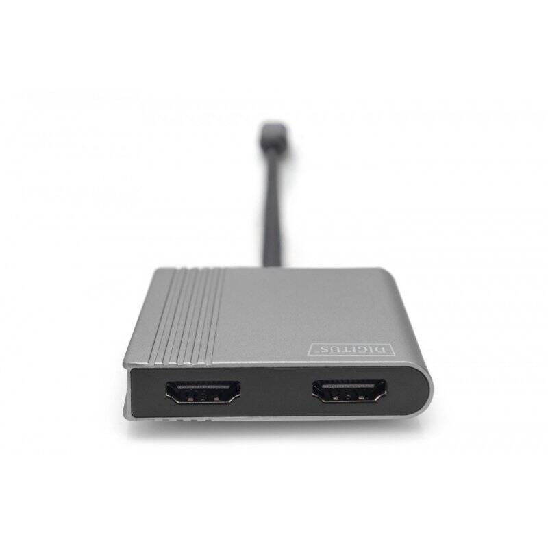 Adap Digitus USB-C to 2xHDMI 18cm silver