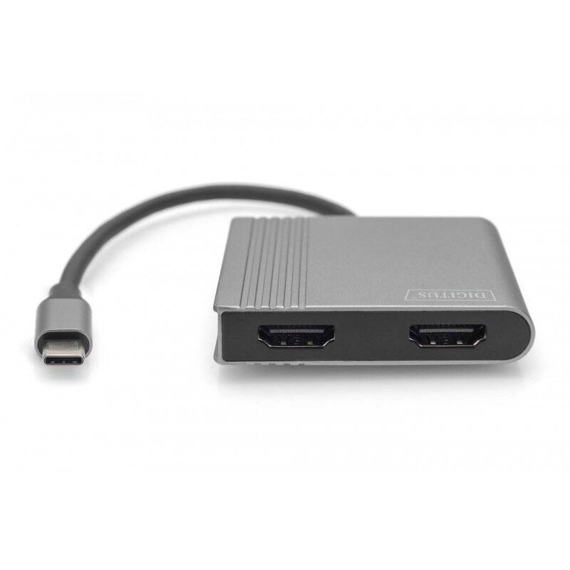 Adap Digitus USB-C to 2xHDMI 18cm silver