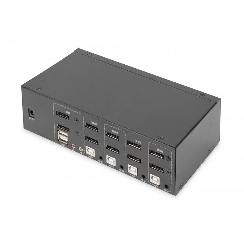 Digitus Commutateur KVM, 4 ports, Double affichage, 4K, DisplayPort