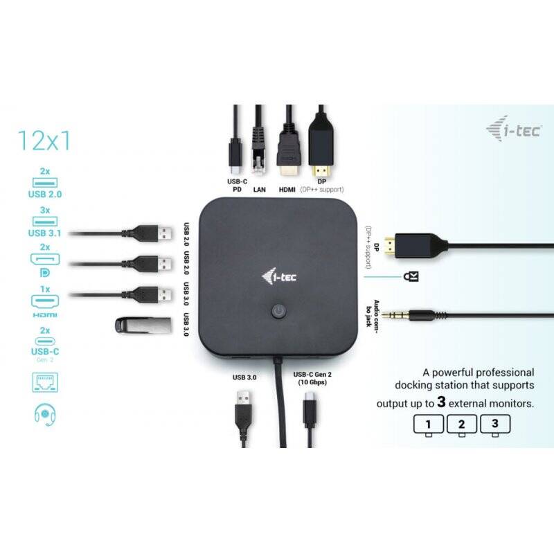 I-TEC USB-C HDMI+2X DP DOCK PD I-TEC HDMI DUAL DP PD 100 W