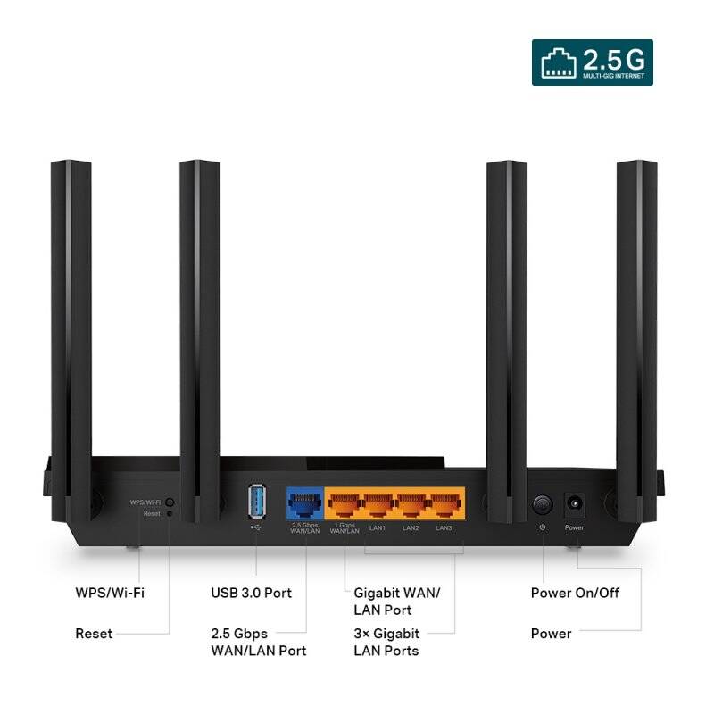 TP-Link Archer AX55 Pro routeur sans fil Gigabit Ethernet Bi-bande (2,4 GHz / 5 GHz) Noir