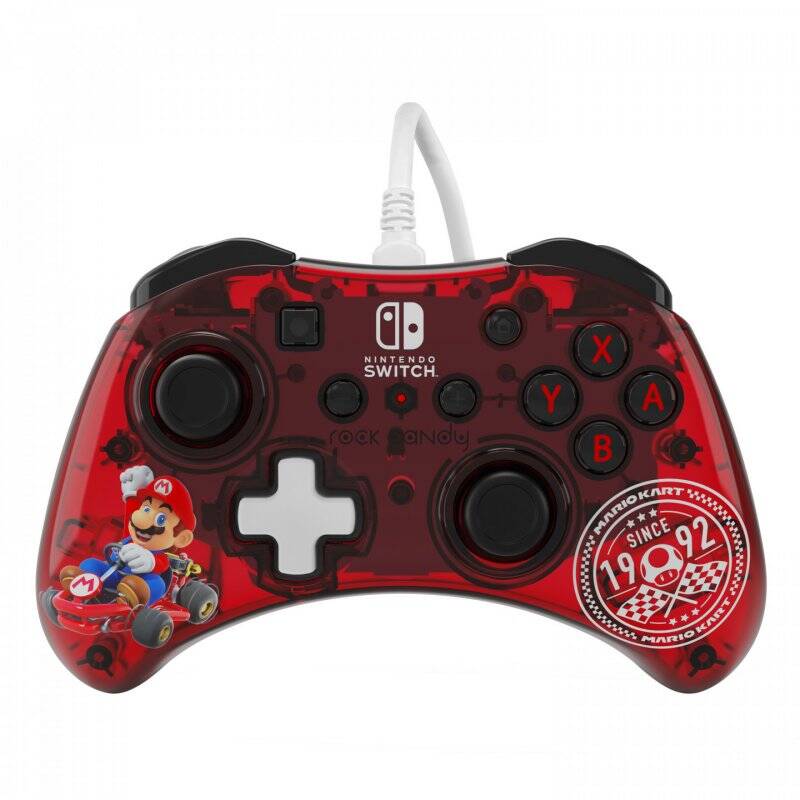 PDP Rock Candy: Mario Punch Rouge, Translucide USB Manette de jeu Analogique/Numérique Nintendo Switch, Nintendo Switch