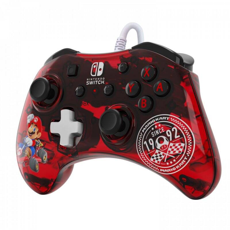 PDP Rock Candy: Mario Punch Rouge, Translucide USB Manette de jeu Analogique/Numérique Nintendo Switch, Nintendo Switch