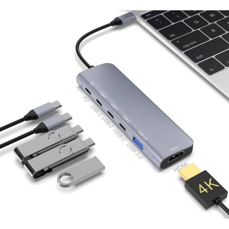 DLH DY-TU5005 notebook dock/port replicator USB Type-C Silver