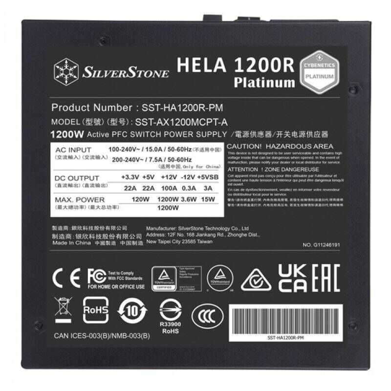 Silverstone HELA 1200R Platinum unité d'alimentation d'énergie 1200 W 20+4 pin ATX ATX Noir