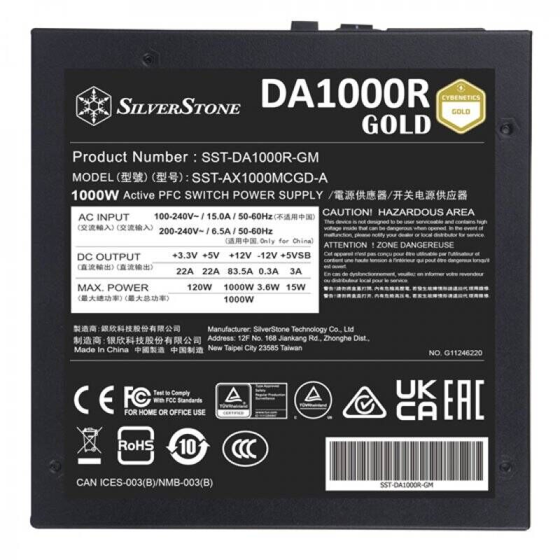 Silverstone DA1000R Gold unité d'alimentation d'énergie 1000 W 20+4 pin ATX ATX Noir