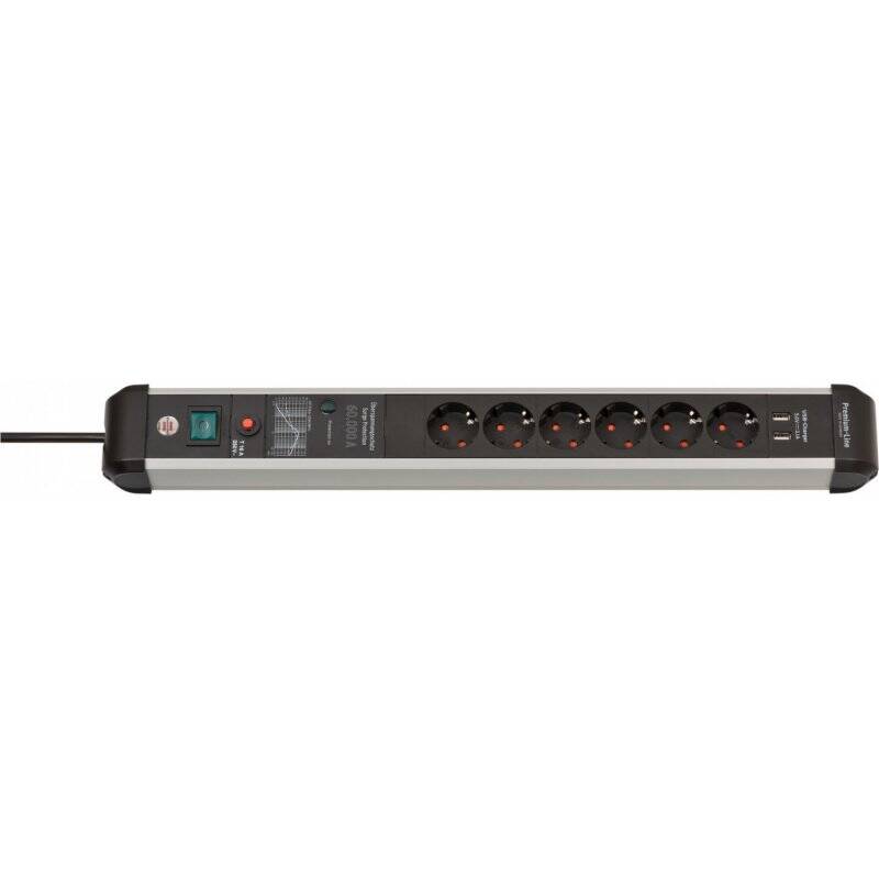 Brennenstuhl 1391010610 power extension 3 m 6 AC outlet(s) Indoor Black, Silver
