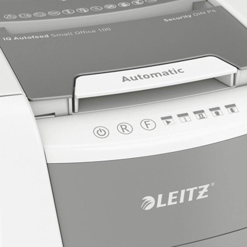 Leitz IQ Autofeed Small Office 100 Automatic Paper Shredder P4