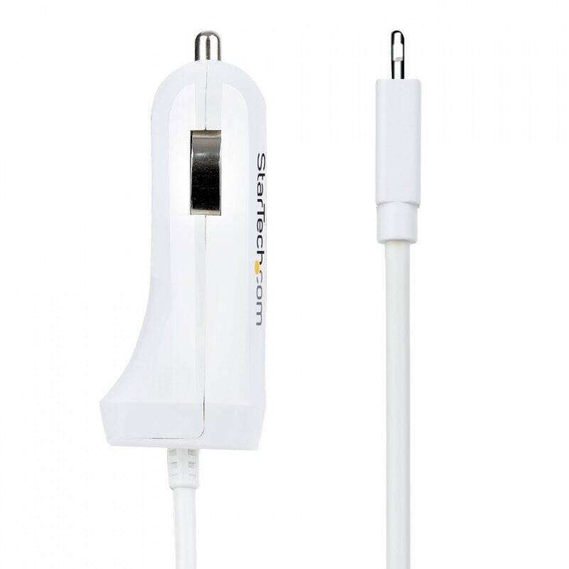 CHARGEUR VOITURE LIGHTNING AVE C CABLE SPIRALA DE 1M - BLANC