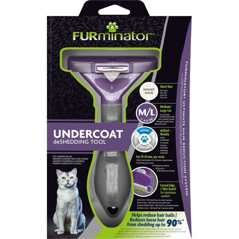 FURminator 4048422141259 pet brush/comb Black, Violet Cat Deshedder