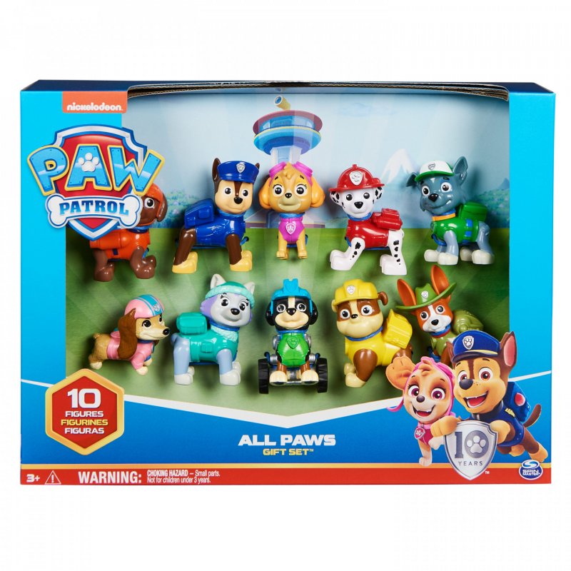 PAW Patrol , 10th Anniversary, All Paws On Deck Toy Figures Gift Pack with 10 Collectible Action Figures, Kids Toys for 
