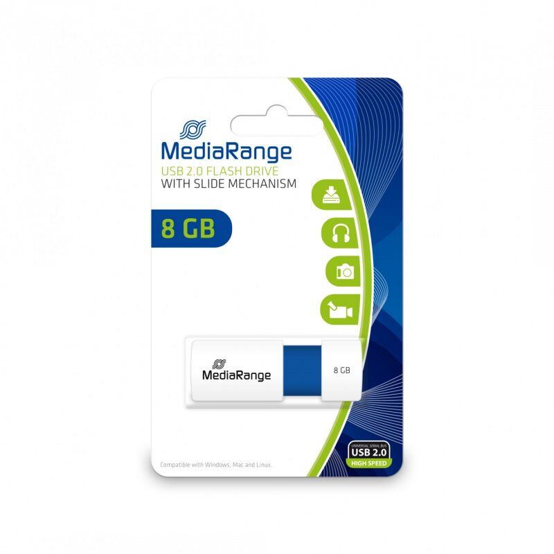 STOCK7 - MediaRange MR971 lecteur USB flash 8 Go USB Type-A 2.0 Bleu, Blanc