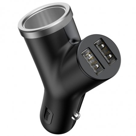 Baseus Car Charger Y-type dual USB + cigarette lighter extended, 3.4A, Black (CCALL-YX01)