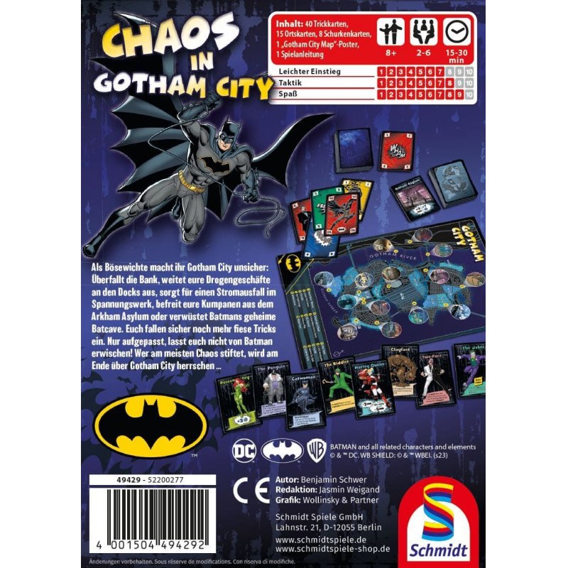 Schmidt Spiele DC Super Hero: Batman – Chaos City Card Game Family