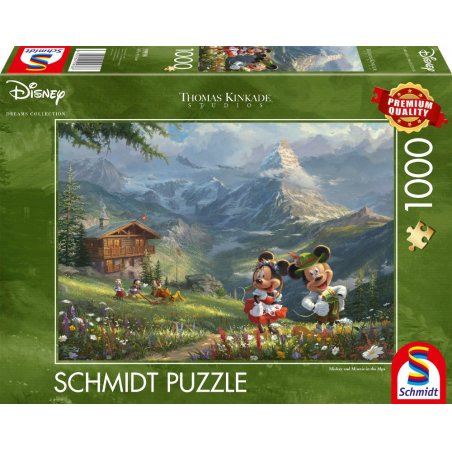 Schmidt Spiele Thomas Kinkade Studios: Disney Dreams Collections - Mickey & Minnie in den Alpen Jeu de puzzle 1000 pièc