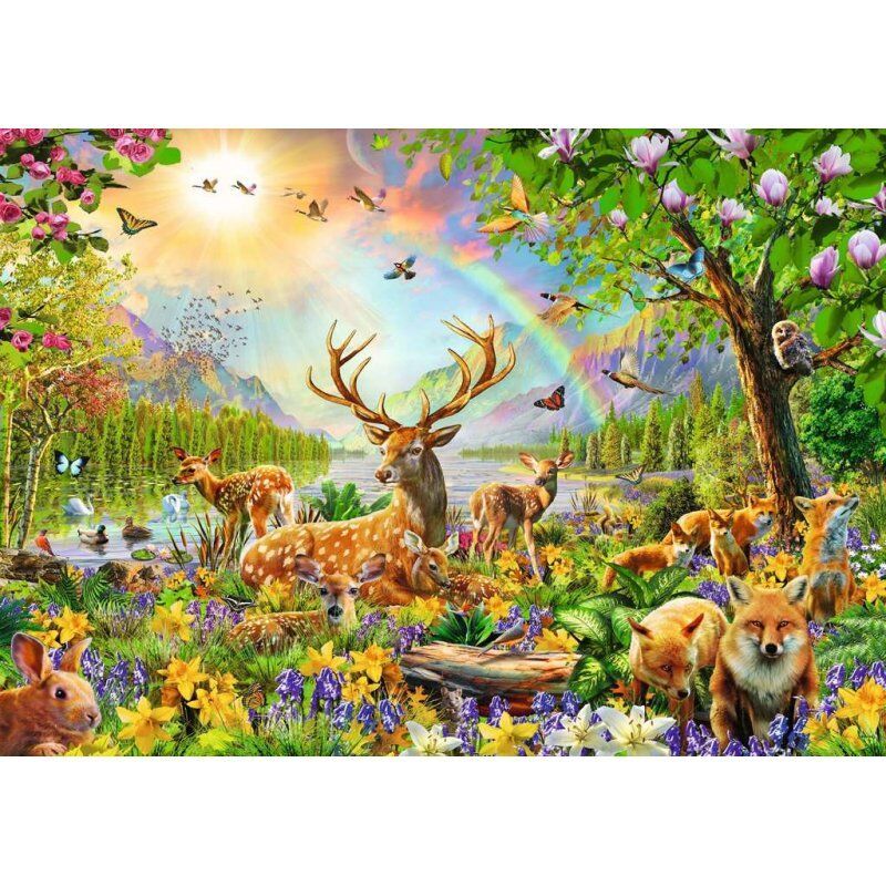 Ravensburger Puzzle 200 p XXL - Famille de cerfs et autres animaux