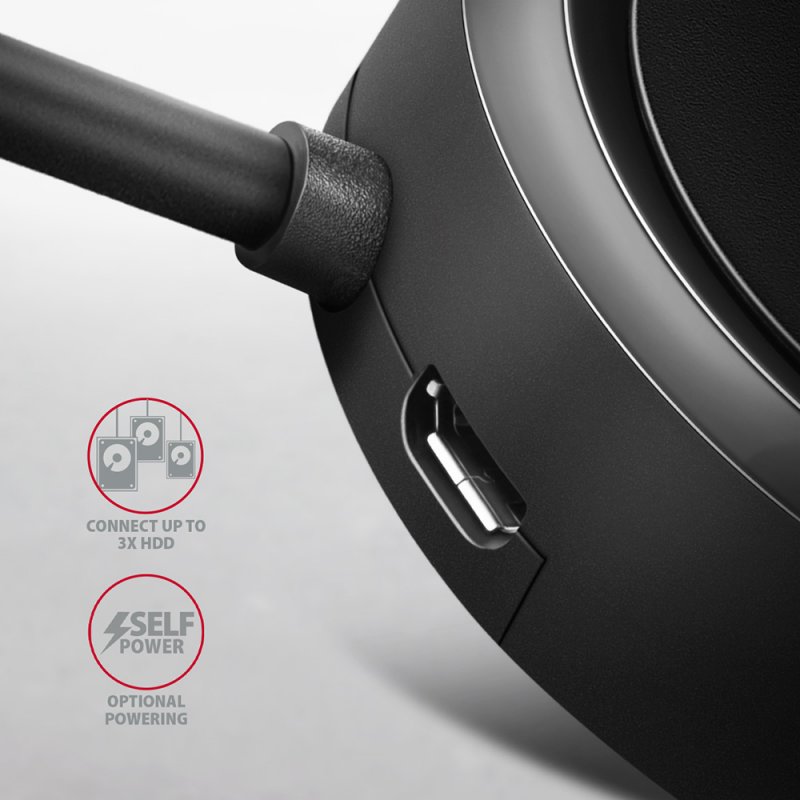 Axagon HUE-P1AL hub & concentrateur USB 3.2 Gen 1 (3.1 Gen 1) Type-A 5000 Mbit/s Noir