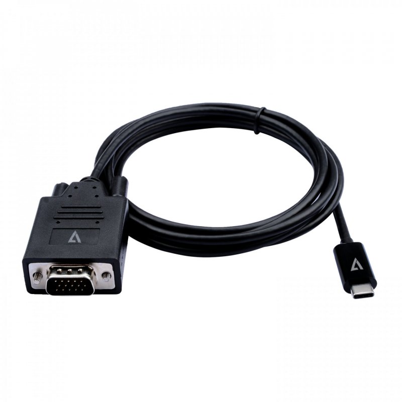 BLACK USB-C TO VGA VIDEO CABLE USB-C MALE TO VGA MALE 2M 6.6FT