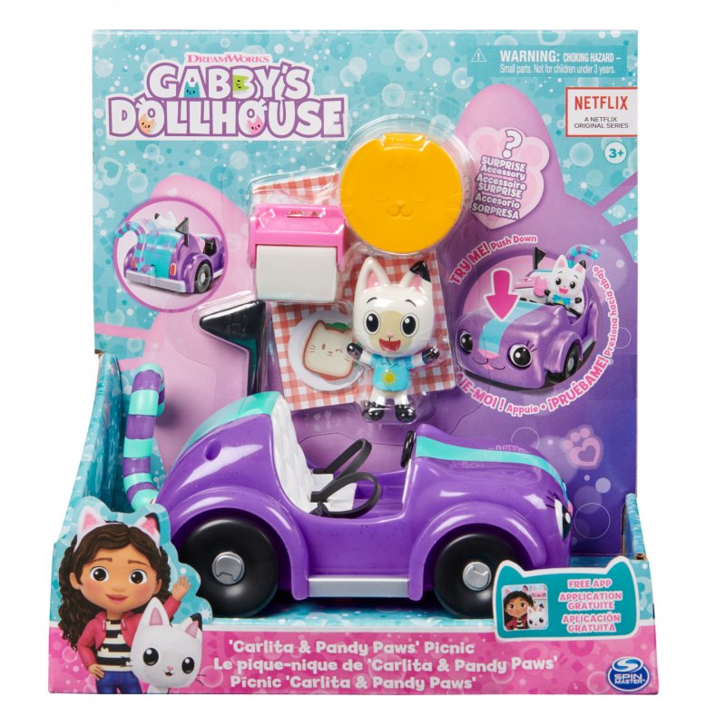 Gabby's Dollhouse - Gabby Et La Maison Magique - Vehicule Chabriolette - Véhicule Avec 1 Figurine Et 2 Accessoires - Ti