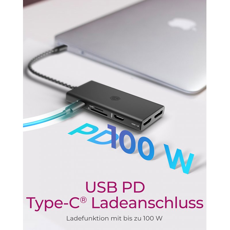 ICY BOX IB-DK4011-CPD Avec fil USB 3.2 Gen 1 (3.1 Gen 1) Type-C Noir