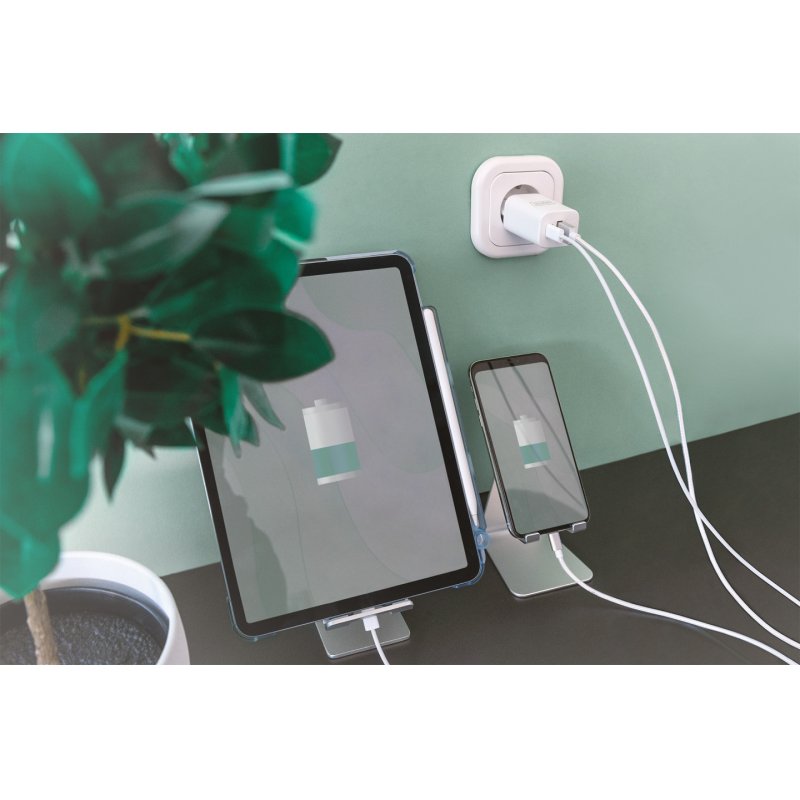 Adap Digitus 1x USB-A 1x USB-C charging white
