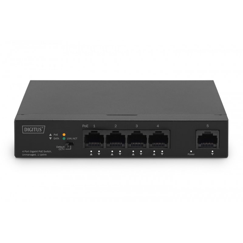 Digitus 4 Port Gigabit PoE Switch, Unmanaged, 1 Uplink
