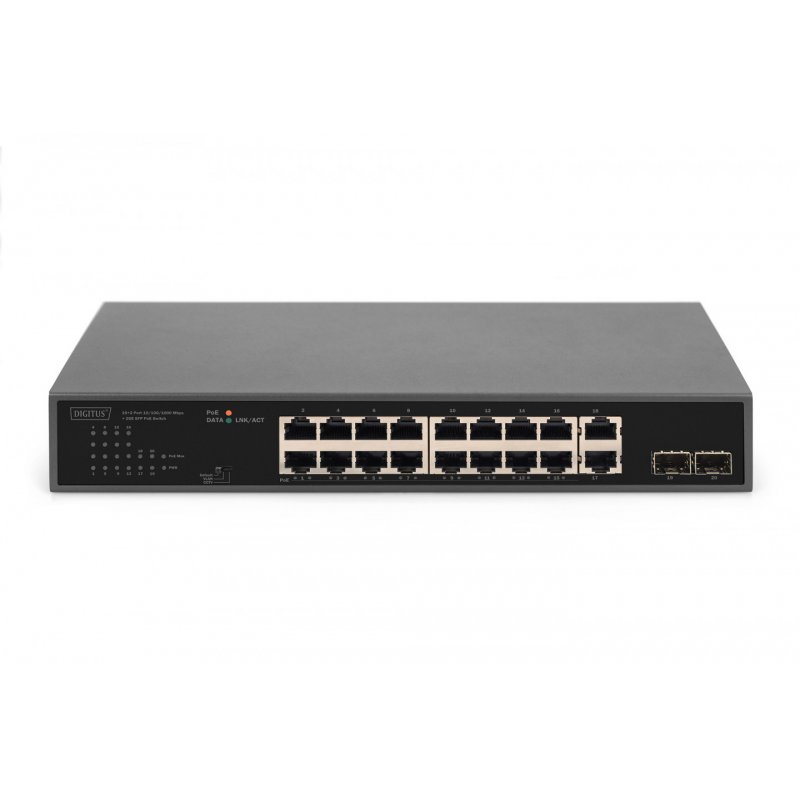 Digitus Commutateur PoE 16+2 ports 10/100/1000 Mbit/s + 2 SFP Gigabit