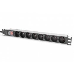 Digitus Socket strip with aluminum profile and switch, 8-way CEE 7/5, 2 m cable safety plug with grounding contact
