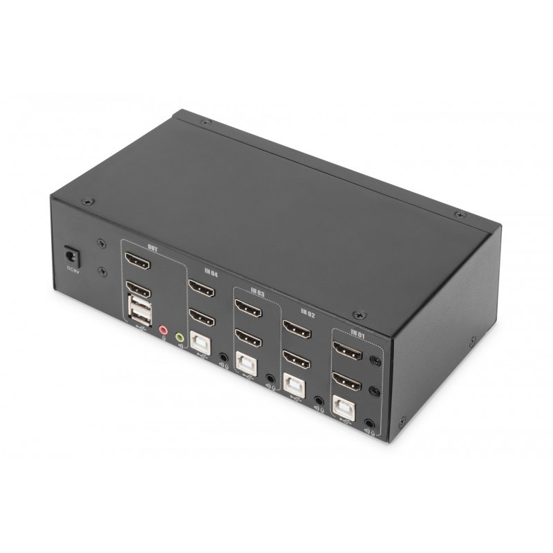 Digitus Commutateur KVM, 4 ports, Double affichage, 4K, HDMI