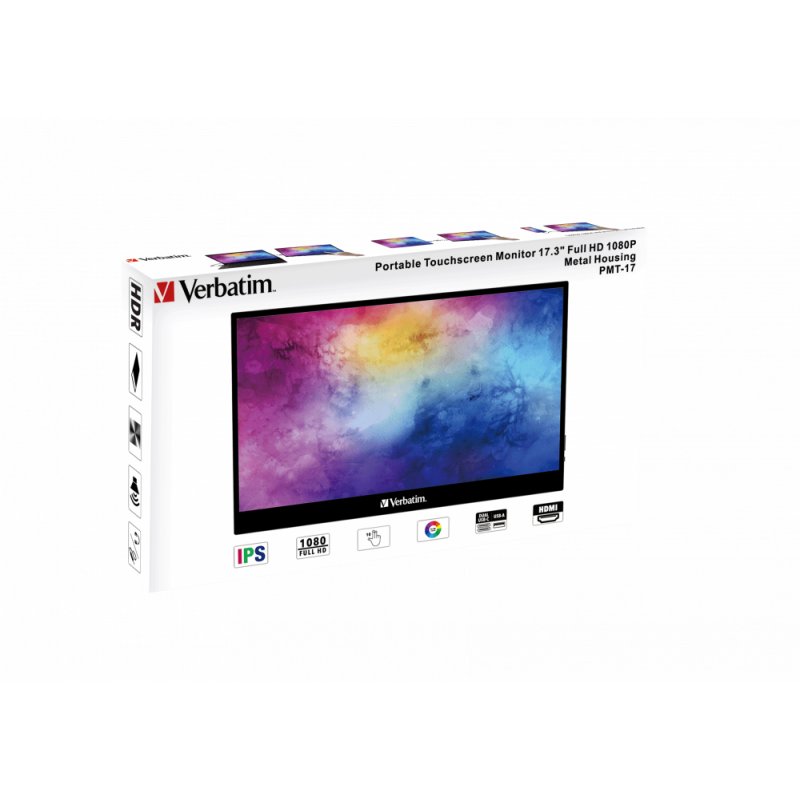 Verbatim 49593 computer monitor 43.9 cm (17.3") 1920 x 1080 pixels Full HD Touchscreen Black