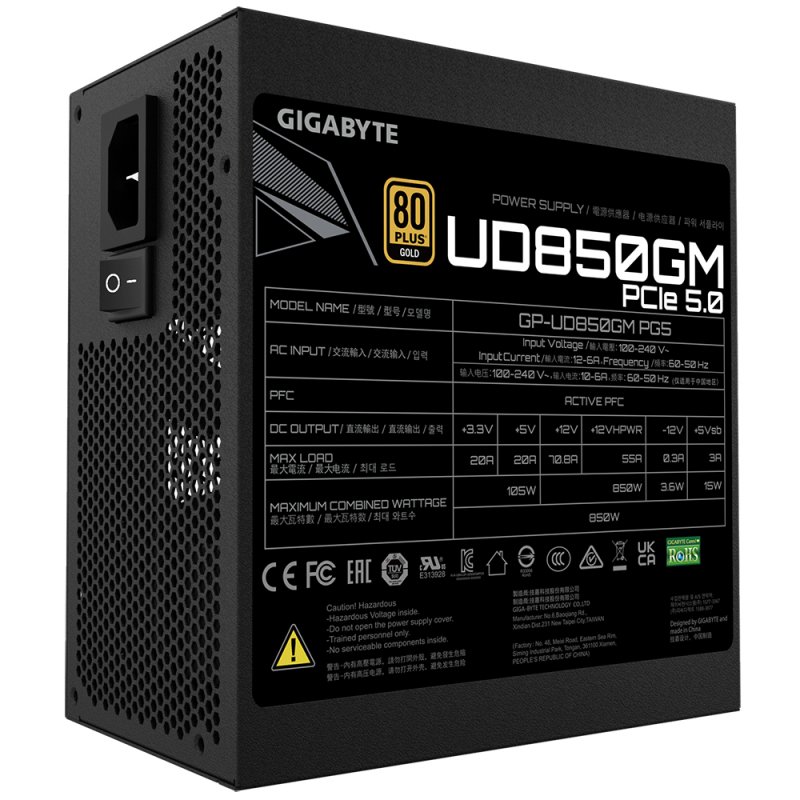 Gigabyte GP-UD850GM PG5 unité d'alimentation d'énergie 850 W 20+4 pin ATX ATX Noir