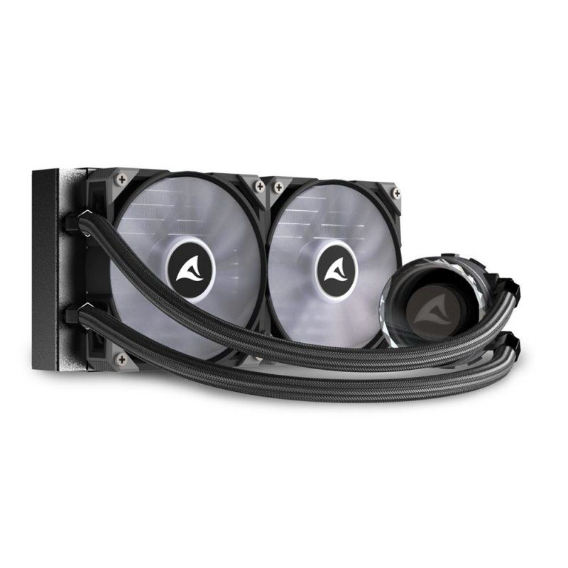 Sharkoon S80 RGB Computer case, Processor All-in-one liquid cooler 12 cm Black 1 pc(s)