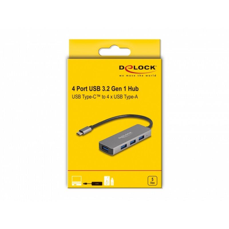 DeLOCK 63173 interface hub USB 3.2 Gen 1 (3.1 Gen 1) Type-C 5000 Mbit/s Black