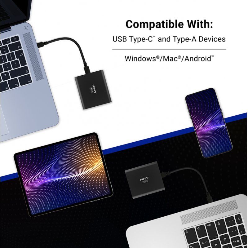 PNY SSDEX USB 3.1 Gen 2/Type-C EliteX-Pro portable SSD 500GB black