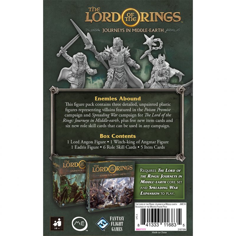 Fantasy Flight Games Lord Of The Rings Journeys In Middle-earth: Scourges Of The Wastes Figure Pack Extension de jeu de 