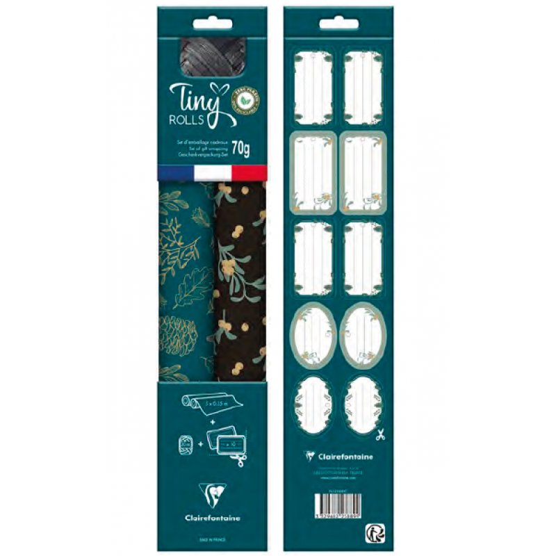 Claire Fontaine - Gift Wrapping Set - Tiny Rolls 5m x 35 cm - Blue