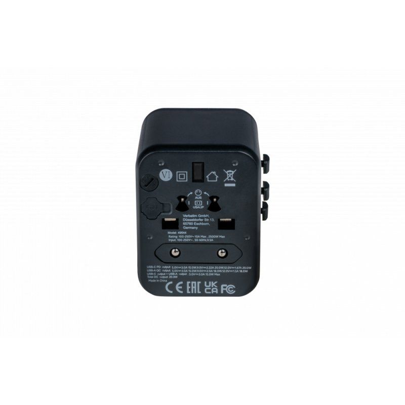 Verbatim 49544 adaptateur prise d'alimentation Universel Noir