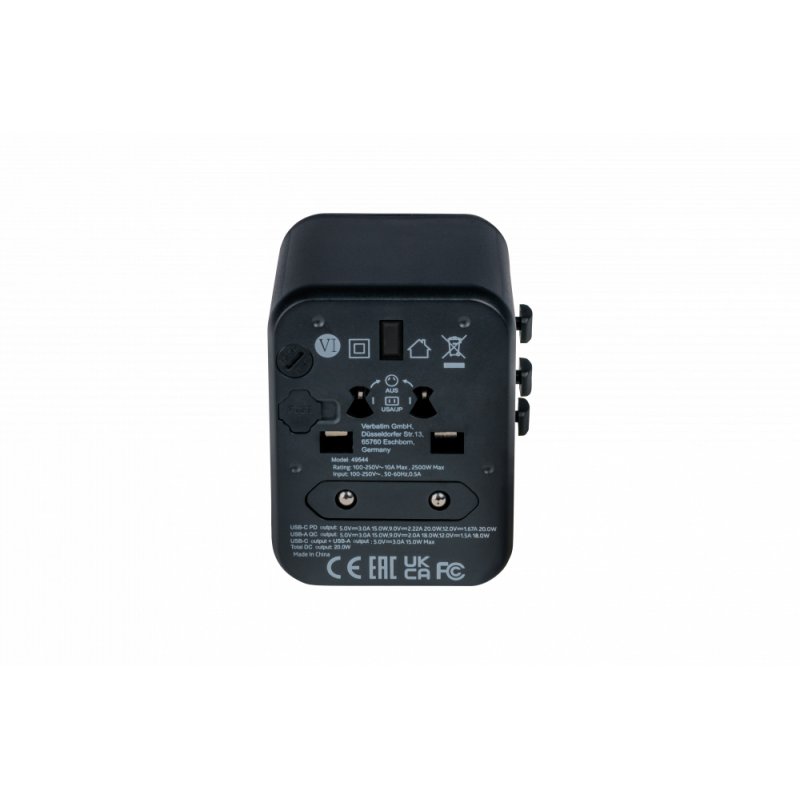 Verbatim 49544 power plug adapter Universal Black