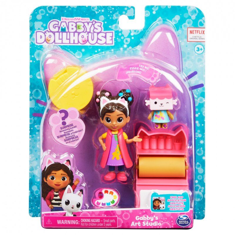 Gabby's Dollhouse Art Studio Set with 2 Toy Figures, 2 Accessories, Delivery and Furniture Piece, Kids Toys for Ages 3 a