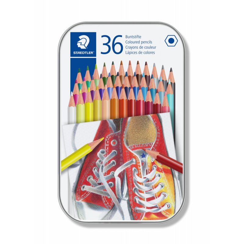 Staedtler - Coloured pencil hexagonal in metal boks, 36 pc (175 M36)