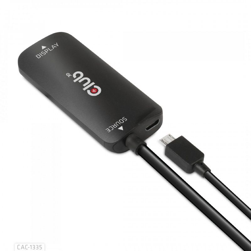Club 3D HDMI + Micro USB auf DisplayPort 4K120Hz/8K30Hz, aktiver Adapter