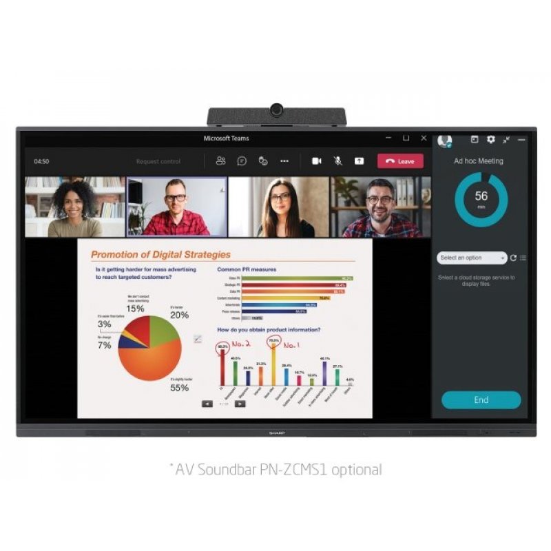 Sharp PNL752B computer monitor 190.5 cm (75") 3840 x 2160 pixels 4K Ultra HD LCD Touchscreen Multi-user Black