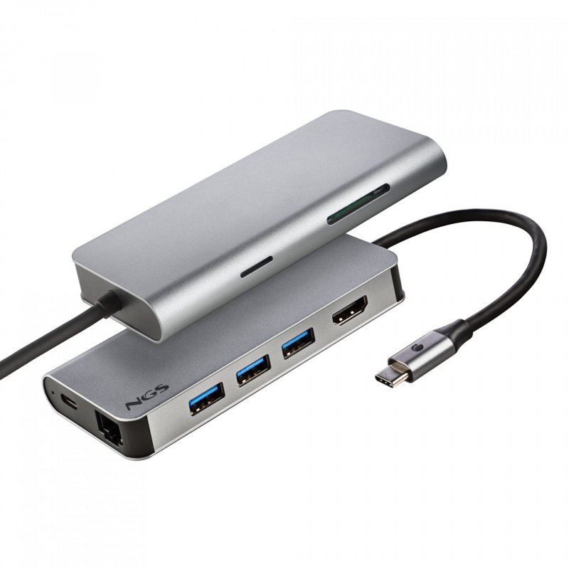 NGS WONDER DOCK 8 USB 2.0 Type-C Argent